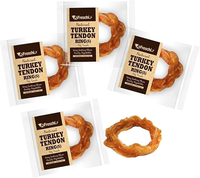 Afreschi Turkey Tendon for Dogs, Dog Treats for Signature Series, All Natural Human Grade Puppy Chew, Ingredient Sourced f...
