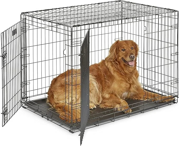 MidWest Homes for Pets Newly Enhanced Single & Double Door iCrate Dog Crate, Includes Leak-Proof Pan, Floor Protecting Fee...