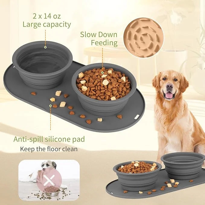 Puppy Dog Bowl,Travel Bowls Dog Food Bowls&Dog Water Bowls,No Spills,Collapsible Double Bowl,Suitable for Small and Medium...