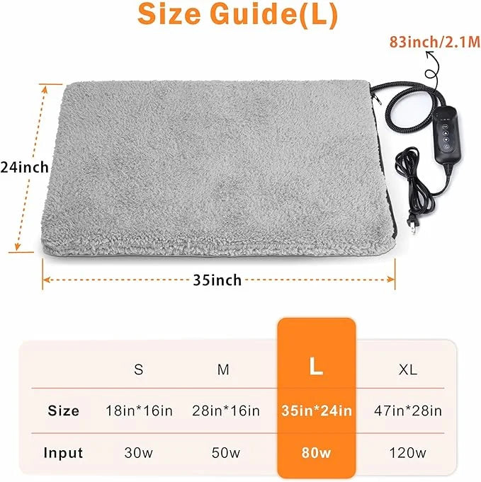 Heated Cat Bed, 11 Adjustable Temperature Pet Heating Pad Indoor for Dogs Cats Heating Mat with Timer, Auto Power Off, Ele...