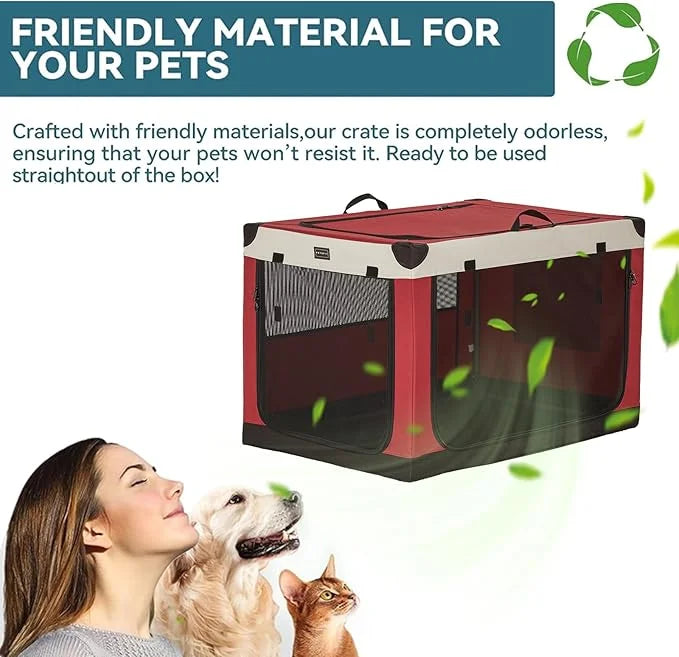 PETSFIT Soft Dog Crate, with Patented Adjustable Fabric Cover, Chewproof & Lockable Mesh Doors, Waterproof Base Portable K...