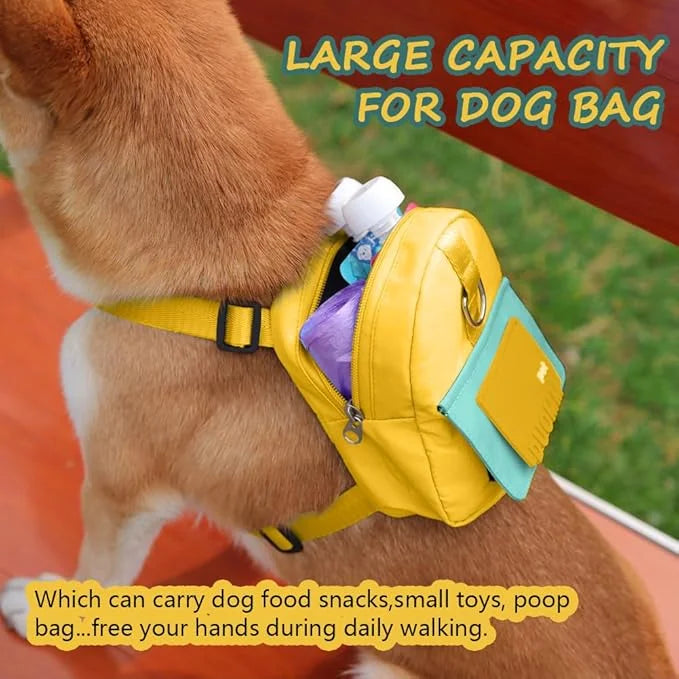 Dog Backpack Harness with Leash,Cute Pet Puppy Backpacks Bulid-in Dog Poop Bag Dispenser,Adjustable Pets Self Carrier Bag ...