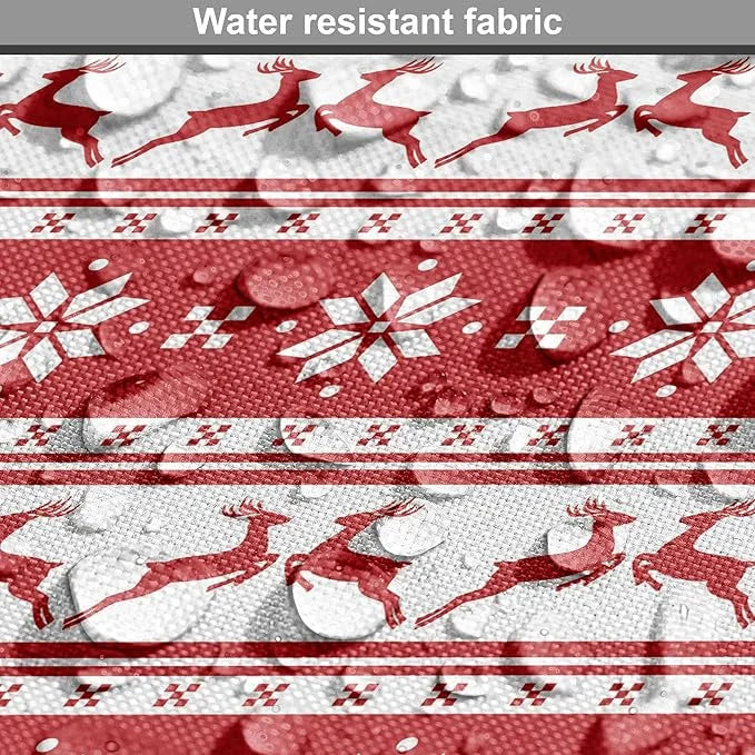 Ambesonne Christmas Dog Crate Cover, Xmas Winter Themed Deers Snowflakes in Nordic Pattern Borders and Lines Art, Easy to ...