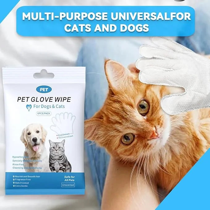 Dog and Cat Cleaning Gloves, Cleaning and Deodorizing Grooming Gloves, Dog and Cat Fur Face, Ears, Eyes, Paws Cleaner, Pet...