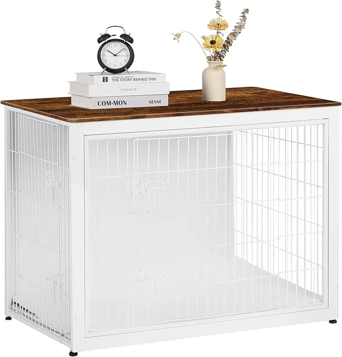 DWANTON Dog Crate Furniture with Cushion, Wooden Kennel Table with Double Doors, Indoor Dog House, Extra Large Size, 43.3"...