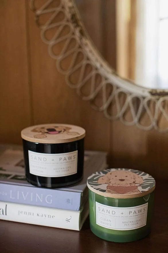 Sand + Paws Scented Candle - Clean Waves - Additional Scents and Sizes –Luxurious Air Freshening Jar Candles Neutralize pe...