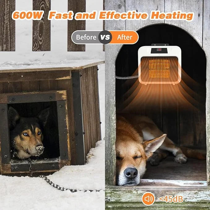 Rypet Large Dog House Heater with Thermostat, 300W/600W Safe Heater for Dog House Outdoor with 6 Ft Anti Chew Cord, Wall M...