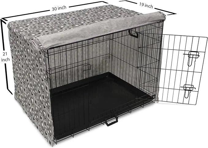 Lunarable Casino Dog Crate Cover, Playing Cards Abstract Style with Monochrome Display Gambling Theme, Easy to Use Pet Ken...