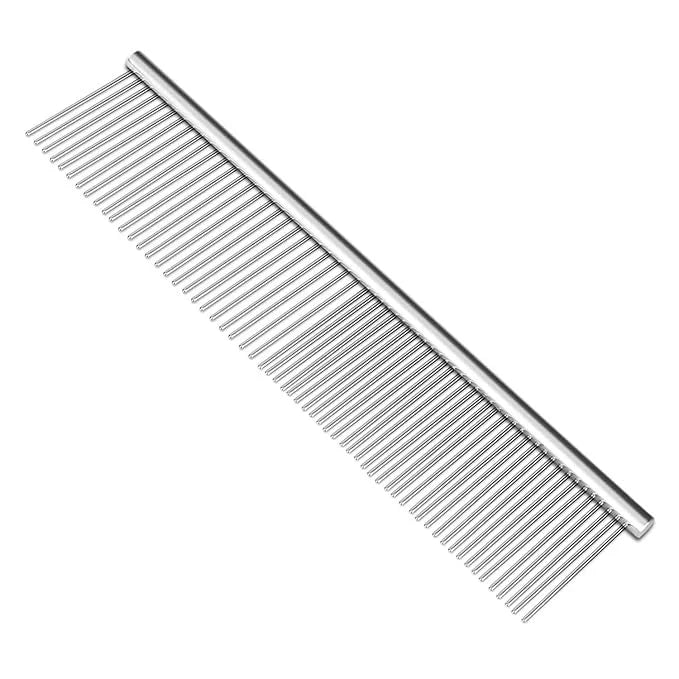Flexzion Pet Grooming Comb Stainless Steel Cats Dogs Puppy Medium Animals Fur Trimmer Brush Accessory Tool With Smooth Tee...