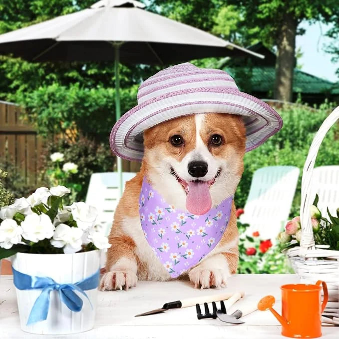 Sadnyy 40 Pcs Summer Spring Dog Bandanas Bulk for Dogs Flower Hawaiian Triangle Reversible Dog Bibs Adjustable Pet Kerchie...