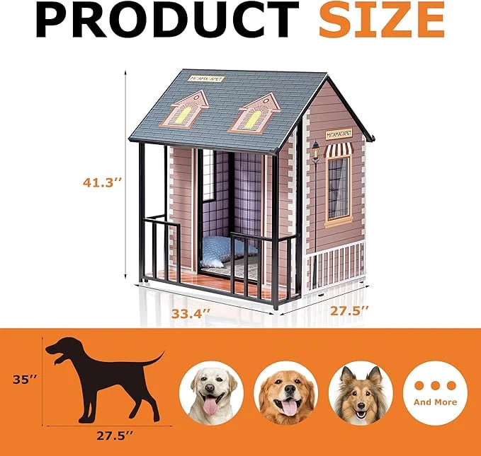 Heavy Duty Dog Crate for Small/Medium Dogs Indoor & Outdoor 33.4” Chew Proof Metal Dog Cage with Lockable Door & Removable...