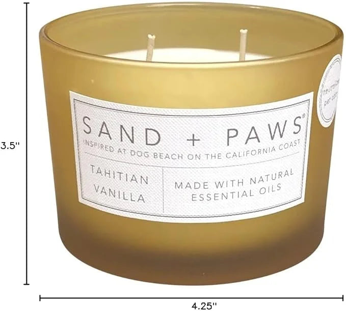 Sand + Paws Scented Candle - Tahitian Vanilla –Luxurious Air Freshening Jar Candles Neutralize pet Odors and Enhance Home ...