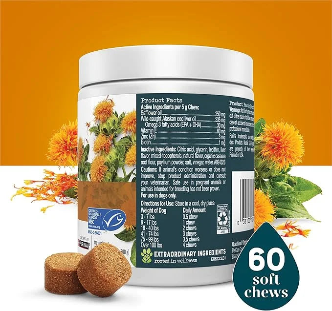 by Purina Skin and Coat Dog Supplements Soft Chews - 10.6 oz. Canister - Product Image