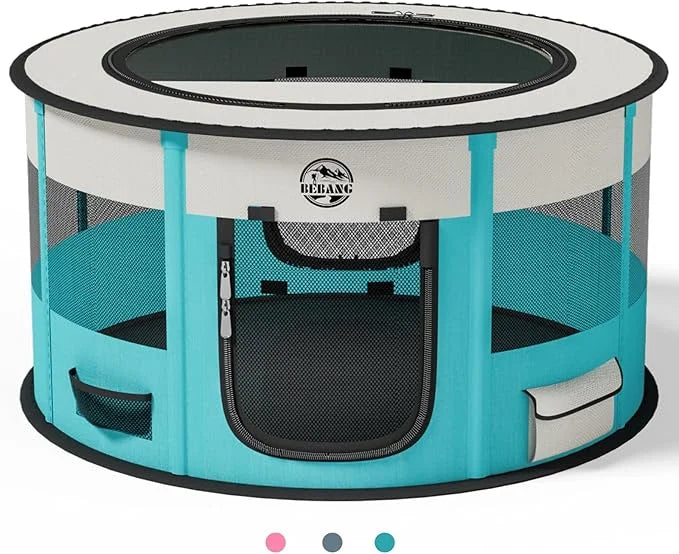 Playpen for Dogs, 44"*44"*24" Large Foldable Pet Play Pens Indoor Outdoor Exercise Pen with Carrying Case Food Bowl for Ca...