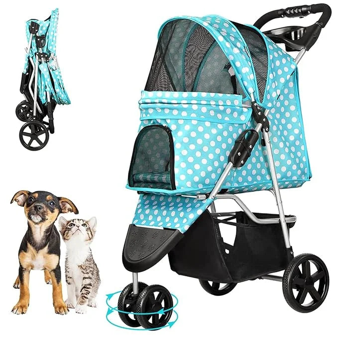 Dog Stroller for Small Dogs, Portable Pet Stroller for Cats Folding Puppy Stroller Lightweight Dog Cat Cage Jogger Strolle...