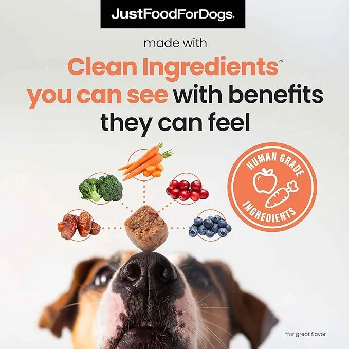 JustFoodForDogs 10-in-1 Multifunctional Supplement Chews for Dogs, Superfood Blend, Glucosamine, Omega-3 Fatty Acids, Skin...