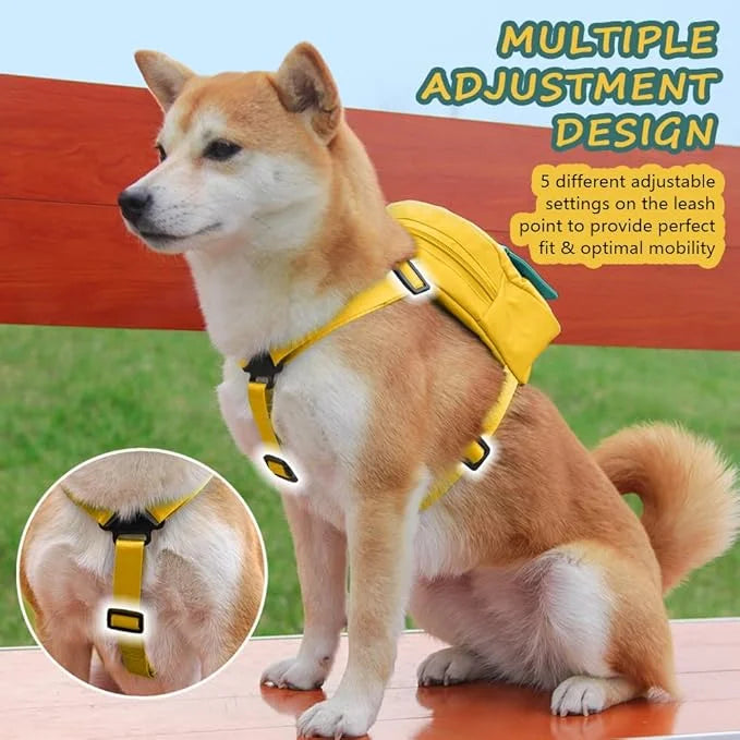 Dog Backpack Harness with Leash,Cute Pet Puppy Backpacks Bulid-in Dog Poop Bag Dispenser,Adjustable Pets Self Carrier Bag ...