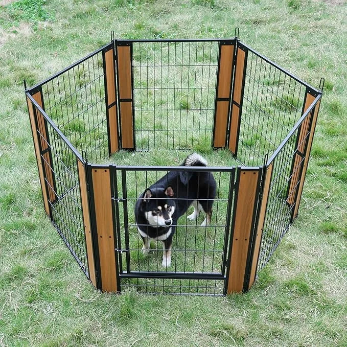 Heavy Duty Dog Playpen 32 Inch Height - Indoor Outdoor Pet Fence Enclosure for Medium and Small Dogs - Foldable Puppy Exer...