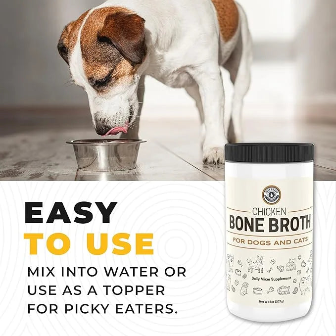 8oz Chicken Bone Broth Powder for Dogs and Cats – Premium Human Grade Chicken Broth Topper for Picky Eaters –Supports Join...