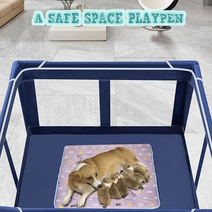 42x42x25.6 Inch Puppy Playpen with Cover, Dog Playpen for Puppies or Small Dogs, Pet Fence for Indoor & Outdoor, Sturdy Sa...