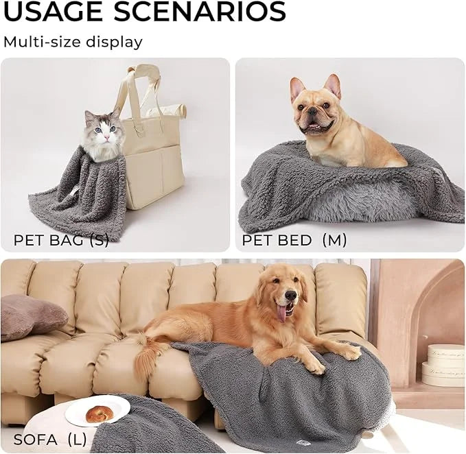 1 Pack 3 Calming Blankets Fluffy Premium Fleece Pet Blanket Soft Sherpa Throw for Dog Puppy Cat Grey Large (41" x31'') - P...