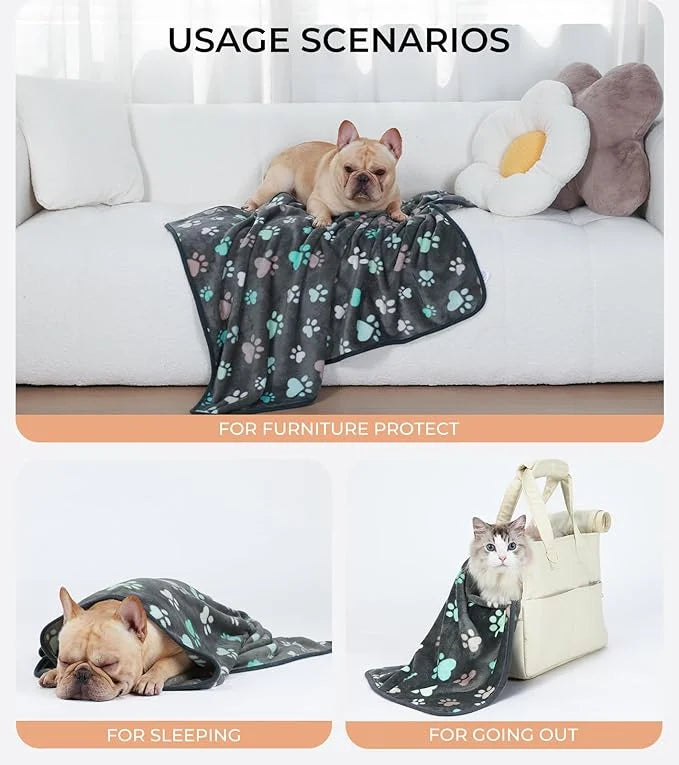 1 Pack 6 Blankets Dog Cat Soft Fluffy Fleece Pet Blanket Warm Cute Print Design Puppy Kitten Blanket Doggy Paw Small(23"x1...