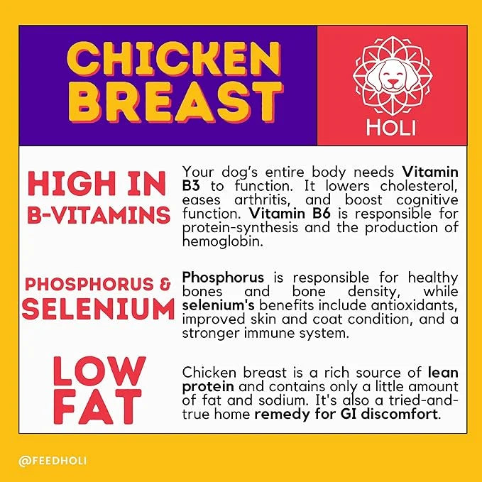 HOLI Freeze Dried Chicken Dog Treats - 100% All Natural Chicken Breast - Human Grade, Single Ingredient - Grain Free, Glut...