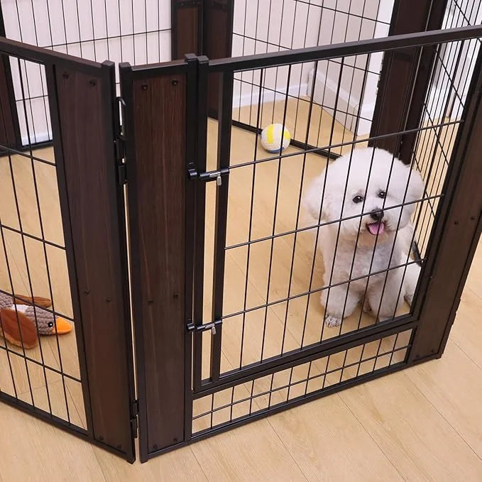 Heavy Duty Dog Playpen 32 Inch Height - Indoor Outdoor Pet Fence Enclosure for Medium and Small Dogs - Foldable Puppy Exer...