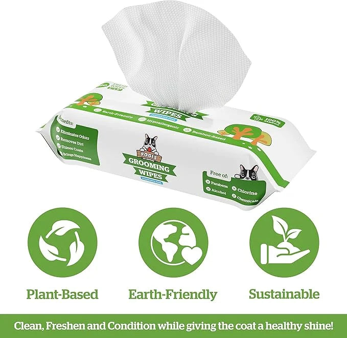 Pogi's 300 Unscented Dog Poop Bags w/Handles and 100 Plant-based Grooming Wipes Bundle - Product Image