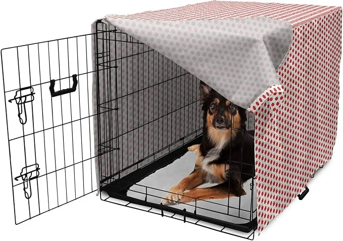 Lunarable Fruits Dog Crate Cover, Apple Fruit on Faded Dots Backdrop Fun Happy Pattern, Easy to Use Pet Kennel Cover for M...