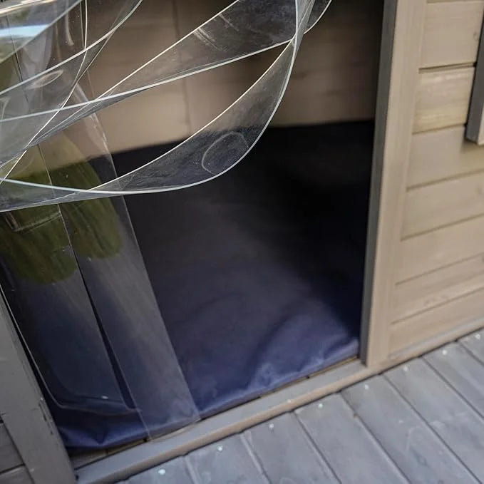 Outdoor Large Dogs House with Spacious Terrace,Open Waterproof Asphalt Roof Dog Kennel W/Breathable Window & 2 Feeding Sta...