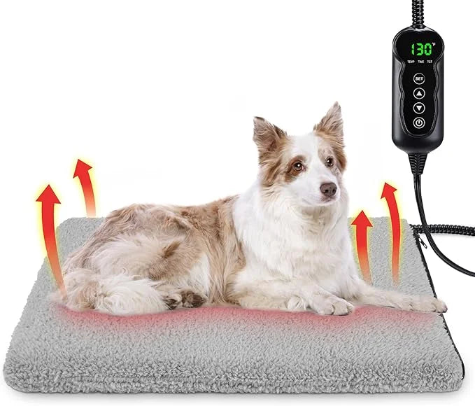 Heated Cat Bed, 11 Adjustable Temperature Pet Heating Pad Indoor for Dogs Cats Heating Mat with Timer, Auto Power Off, Ele...