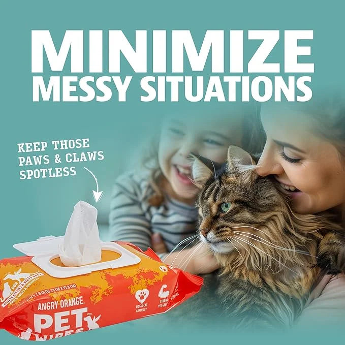 ANGRY ORANGE Pet Wipes for Dogs and Cats - Unscented and Gentle Grooming Wipes for Paws, Fur and Butt - 320 Count - Value ...