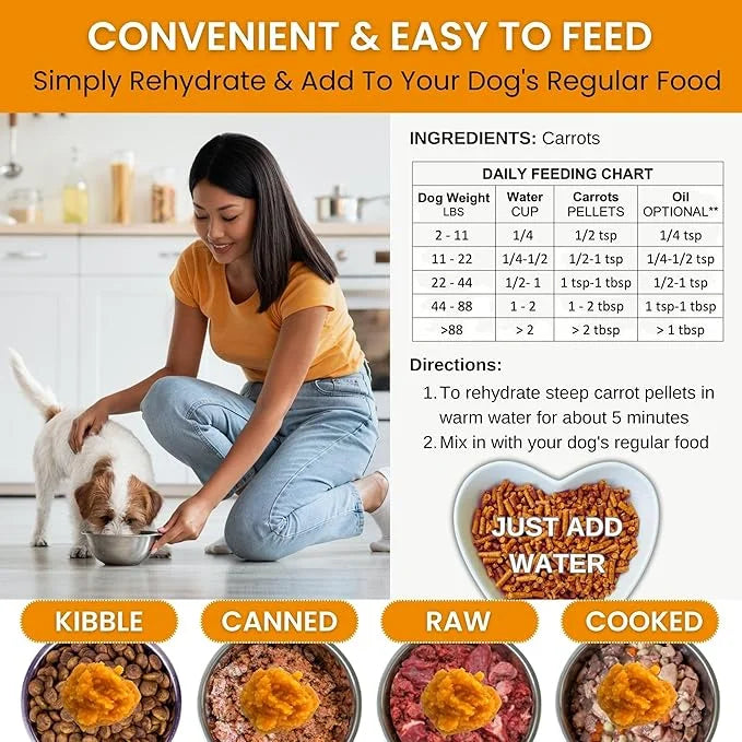 Olewo Original Carrots for Dogs – Fiber for Dogs Keep Poop Firm, Digestive Dog Food Topper, Skin & Coat Support, Dehydrate...