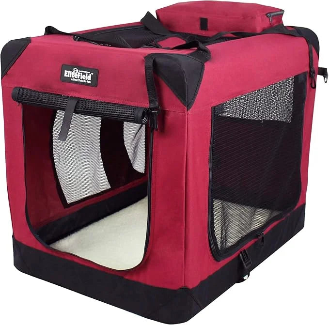 EliteField 3-Door Folding Soft Dog Crate with Carrying Bag and Fleece Bed (2 Year Warranty), Indoor & Outdoor Pet Home (42...