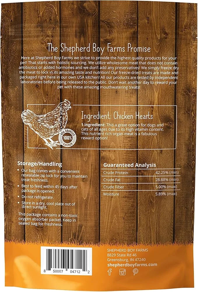 Freeze Dried Dog and Cat Treats, Chicken Heart, All Natural Freeze-Dried Dog Treat & Dog Snacks, Made in USA, High in Prot...