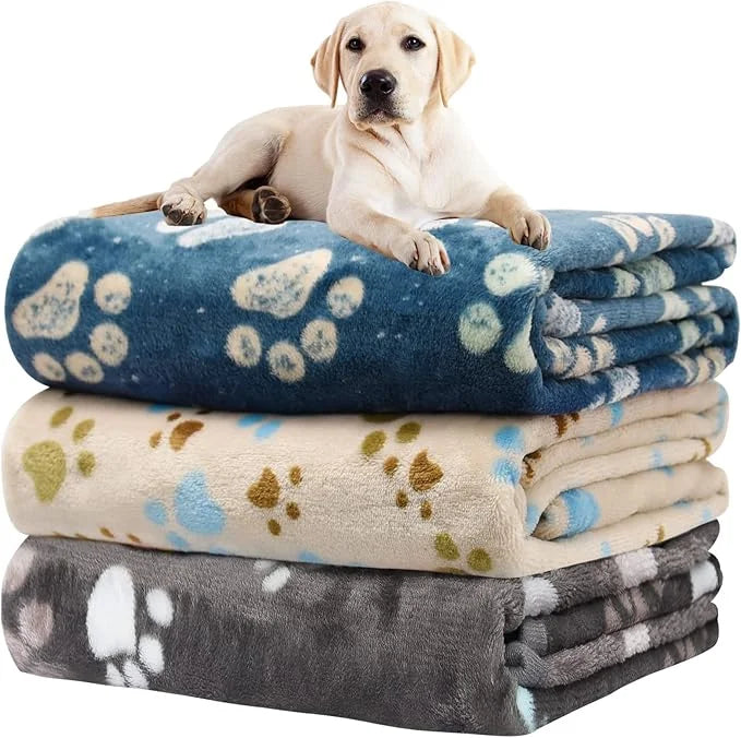 1 Pack 3 Blankets for Dogs, Dog Blankets for Large Dogs, Medium Dog Blanket Super Soft Fluffy Premium Fleece Pet Blanket F...