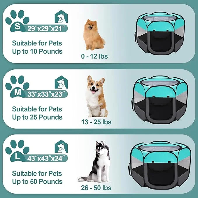 Pet Puppy Playpen for Cat Dog Indoor Outdoor, Foldable Portable Tent, Pop Up Dog Kitten Kennel Playpen with Carrying Case ...