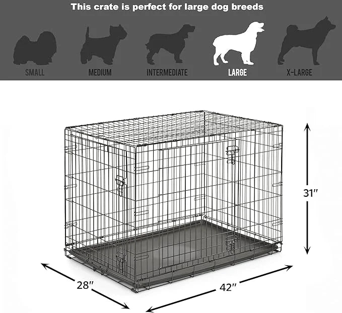 New World Newly Enhanced Double Door New World Dog Crate, Includes Leak-Proof Pan, Floor Protecting Feet, & New Patented F...
