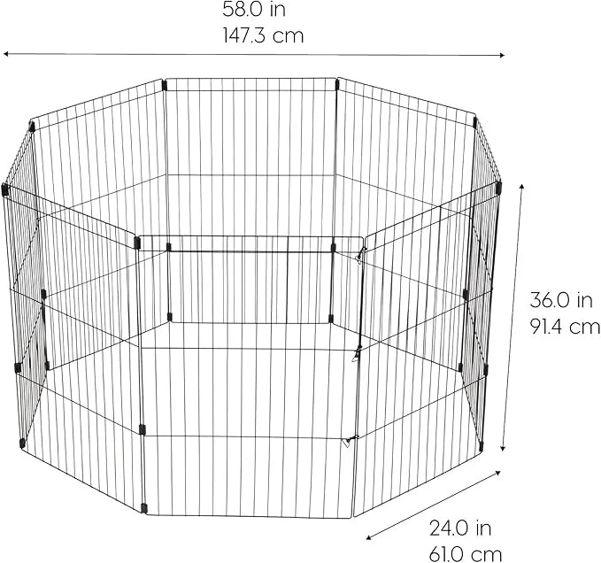 IRIS USA Metal Dog Playpen, 8-Panel 36" Pet Playpen, Puppy Playpen, Indoor/Outdoor Dog Fence, 58 x 58 x 36, Foldable, Cust...