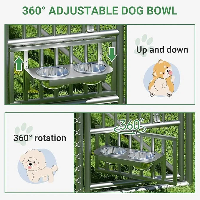 Rovibek 6.7'×6.7' Outdoor Dog Kennel with Roof, Outside Dog Kennel with Waterproof Sunproof Cover, Dog Kennels Outdoor and...
