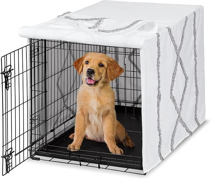 Sweet Jojo Designs 36in. Medium Dog Crate Cover (Grey Boho Modern Tuft) Pet Cage, Kennel Covers (Bohemian, Farmhouse, Shab...