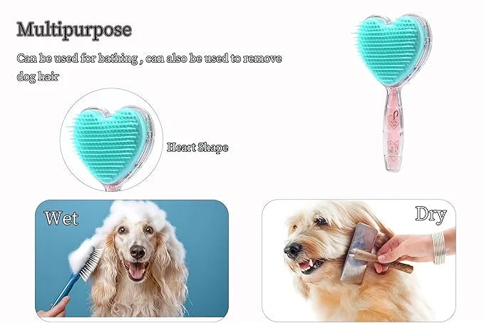Heart-Shaped Puppy Brush , Soft Dog Brush - Gentle Grooming Brush for Small Dogs, Perfect for Yorkie, Shih Tzu, Maltipoo ,...