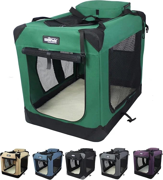 EliteField 3-Door Folding Soft Dog Crate with Carrying Bag and Fleece Bed (2 Year Warranty), Indoor & Outdoor Pet Home (20...