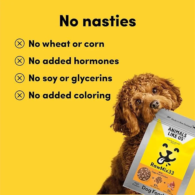 RawMix33 Premium Freeze-Dried Raw Cage-Free Chicken Recipe Dog Food, Protein Rich, Includes Kibble, Non-GMO, No Wheat or C...