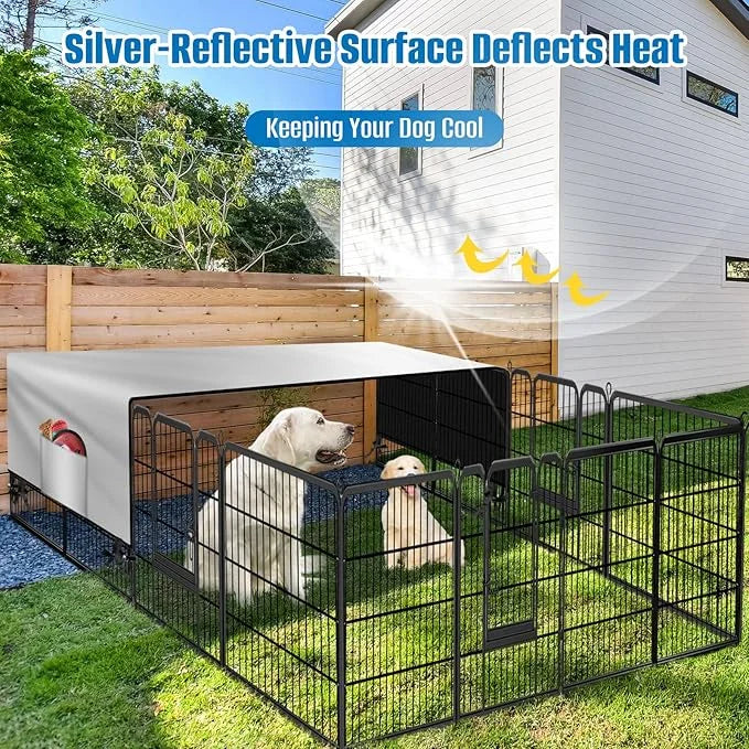 SIRUITON Dog Playpen Cover,Heavy Duty 600D Oxford Fabric with Sun/Rain Dog Play Pen Cover Top Sun Shade Specialized Fits f...