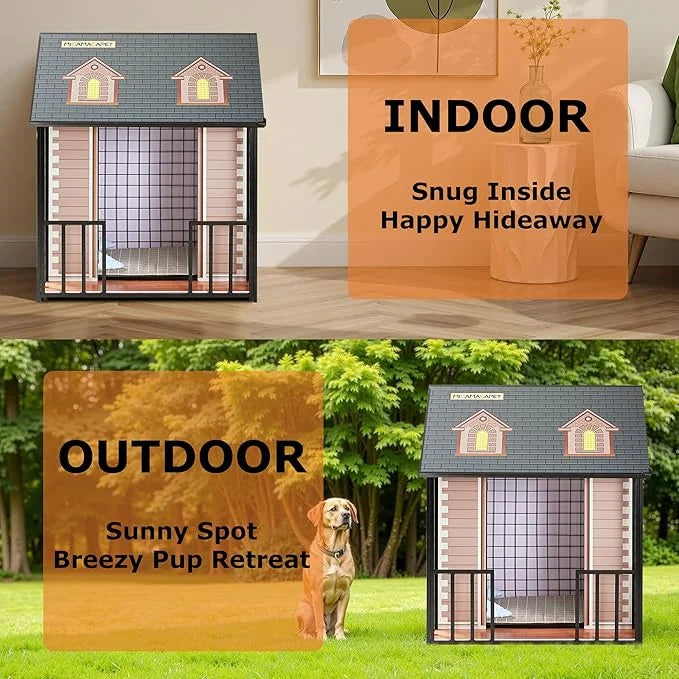 Heavy Duty Dog Crate for Small/Medium Dogs Indoor & Outdoor 33.4” Chew Proof Metal Dog Cage with Lockable Door & Removable...
