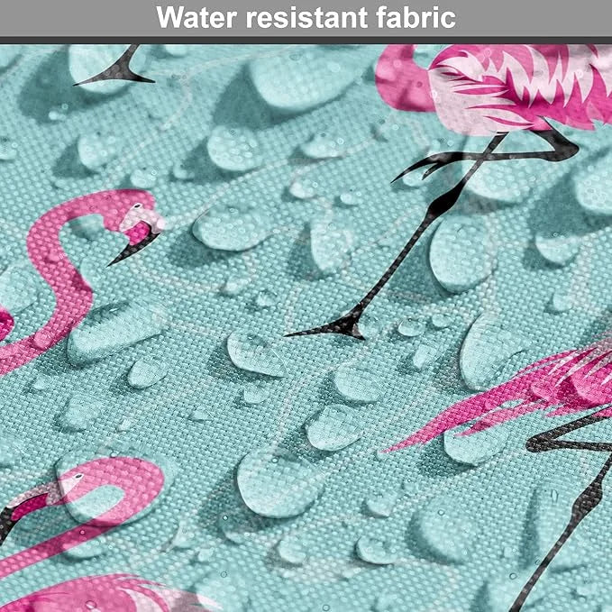 Lunarable Turquoise Dog Crate Cover, Repetitive Pink Flamingos on Wavy Water Background Vivid Colors Graphic, Easy to Use ...