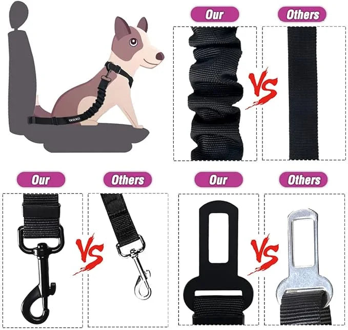 COOYOO Dog Seat Belt,3 Piece Set Retractable Dog Car Adjustable Seatbelts for Vehicle Nylon Pet Safety Heavy Duty & Elasti...