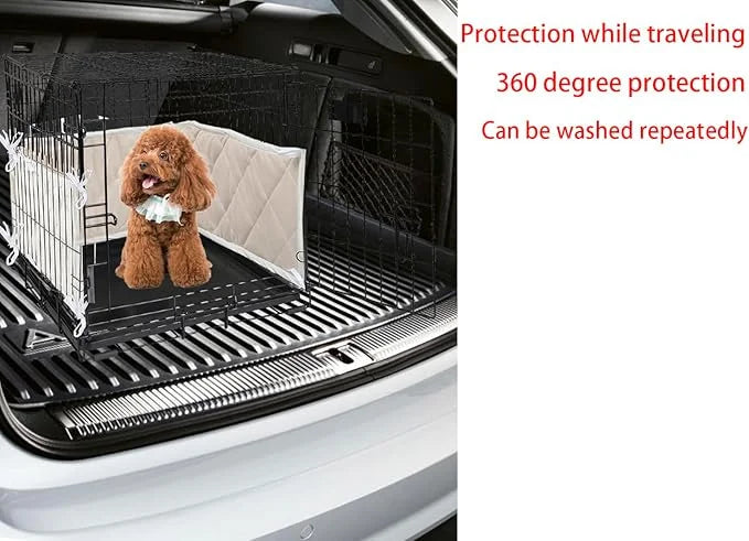Dog Crate Bumpers With Ties - Apricot Training Pads, Safe and Comfortable Crate, Tail Protector (Bumper Only, Crate Not In...